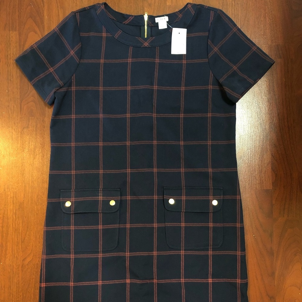 NWT 💙 J. Crew Plaid Shift Dress w/ Pockets